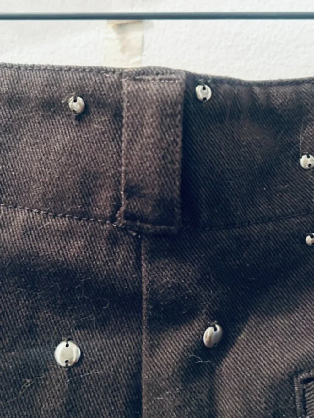 Free People Chocolate Brown Embellished Rhinestone Stud Trousers NEW